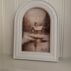 White Framed Winter Scene Wall Art